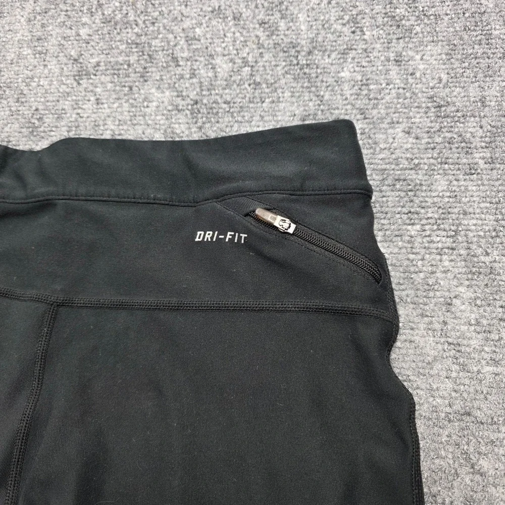 Nike Dri-FIT Cropped Running Leggings Women's Medium Black Back Zipper Pocket